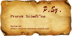 Prorok Szimóna névjegykártya